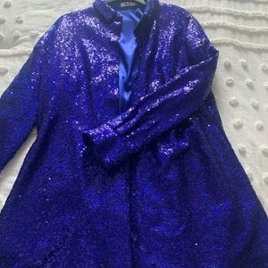 SLA the Label blue ibiza sequin shirt dress